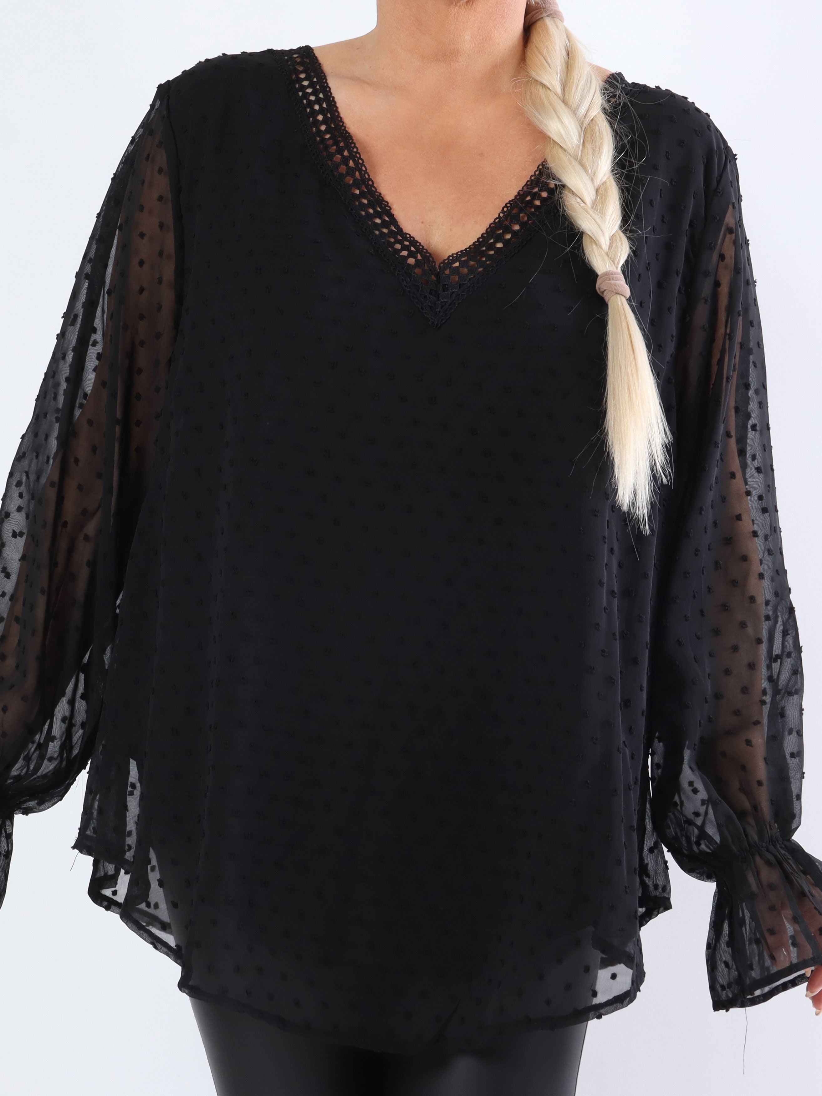 Vittoria - Sød tunika med broderinger og prikket stof